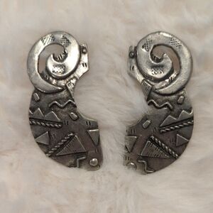 80s Geometric Spiral Earrings